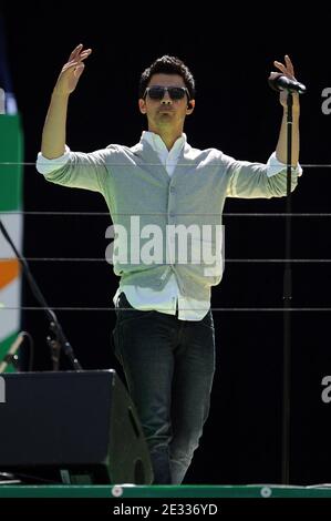 Joe Jonas performs at the Arthur Ashe Kids' Day 2009 To Kick Off the US Open, held at the USTA Billie Jean King National Tennis Center in New York City, NY, USA on August 28, 2010. Photo by Mehdi Taamallah/ABACAPRESS.COM Stock Photo