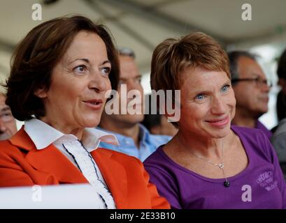 French secretary of State for foreign trade Anne-Marie Idrac (L) and Laurence Parisot attend the Medef Summer University conference in Jouy-en-Josas, near Paris, France, on September 1, 2010. Photo by Christophe Guibbaud/ABACAPRESS.COM Stock Photo