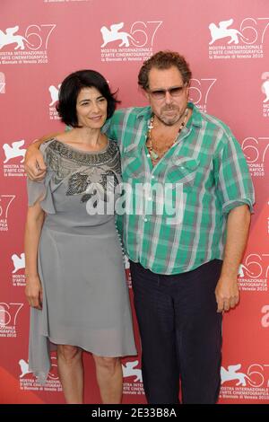 Hiam Abbass and Julian Schnabel attending the 'Miral' photocall during the 67th Venice Film Festival at the Palazzo del Casino on September 2, 2010 in Venice, Italy. Photo by Nicolas Briquet/ABACAPRESS.COM Stock Photo