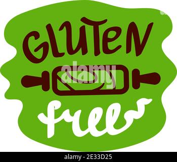Gluten free vector icon flat web sign symbol logo or label with rolling pin for dough Stock Vector