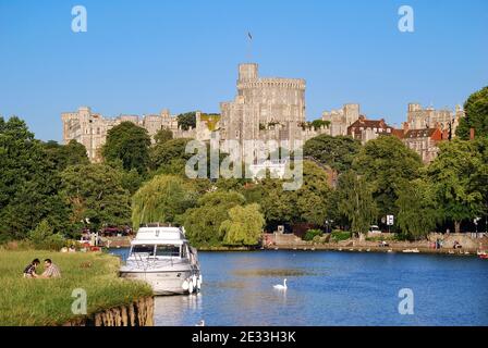 Windsor Castle over River Thames, Windsor, Berkshire, England, United Kingdom Stock Photo