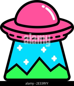 UFO graphic vector set in different styles Stock Vector