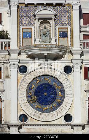 St Mark's Clock Tower renaissance building on the the Piazza San Marco in Venice, Italy Stock Photo