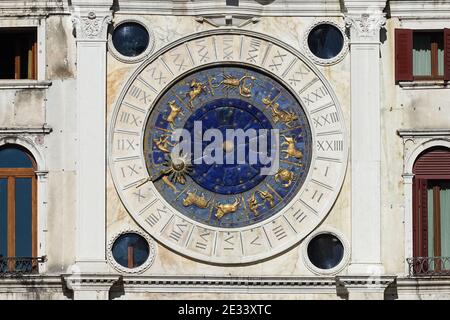St Mark's Clock Tower renaissance building on the the Piazza San Marco in Venice, Italy Stock Photo