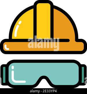 Yellow helmet glasses icon vector illustration isolated Stock Vector