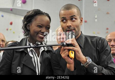 Tony Parker and Rama Yade unveil the new Tony Parker's sport center, in Charenton near Paris, France, on September 22, 2010. Photo by Christophe Guibbaud/Cameleon/ABACAPRESS.COM Stock Photo