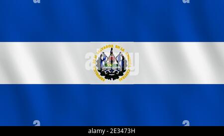 El Salvador flag with waving effect, official proportion. Stock Vector