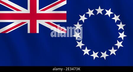 Cook Islands flag with waving effect, official proportion. Stock Vector