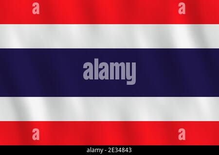 Thailand flag with waving effect, official proportion. Stock Vector