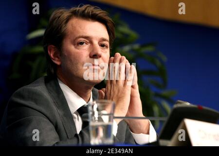 French Minister for the Budget, Public Finances and the Civil Service Francois Baroin attends the presentation of the France 2011 Budget during a press conference at the ministry of finance in Paris, France, on September 29, 2010. Photo by Stephane Lemouton/ABACAPRESS.COM Stock Photo