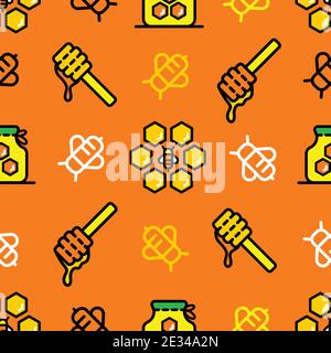 Vector seamless pattern with bees, propolis and honeycombs Stock Vector