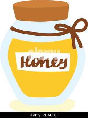 Honey jar cute vector illustration. Flat design. Stock Vector