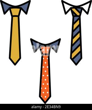 Vector business color tie icon, thin line, outline and stroke style Stock Vector