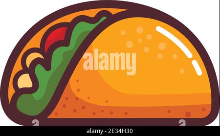 Taco vector icon. National Mexican food. Illustration isolated on white background. Stock Vector