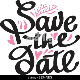 Save the date hand lettering vector handmade calligraphy. Stock Vector