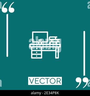desk vector icon Linear icon. Editable stroked line Stock Vector