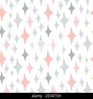 Abstract white modern seamless pattern with stars. Vector illustration.Shiny background. Stock Vector