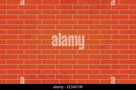 Realistic background wall, red brickwork brickwork - Vector illustration Stock Vector