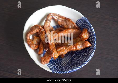 Thai street food of a sun dried beef Stock Photo