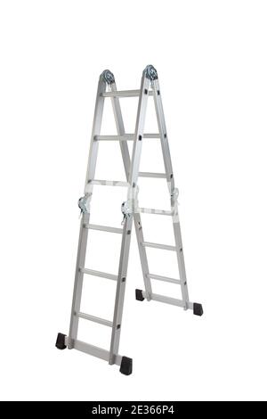 foldable metal ladder isolated on white background Stock Photo