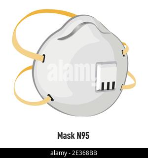 Mask N95 with filter and straps for protection Stock Vector