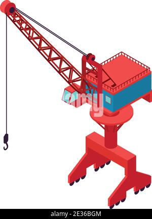 Global shipping icon with crane isometric 3D icon Stock Vector Image ...