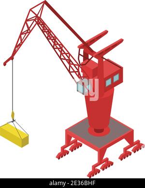 crane terminal with container isometric icon vector illustration Stock ...
