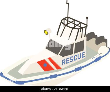 Rescue ship icon. Isometric of rescue ship vector icon for web design isolated on white background Stock Vector