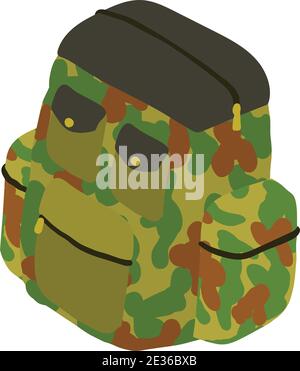 Hunting backpack icon. Isometric of hunting backpack vector icon for web design isolated on white background Stock Vector