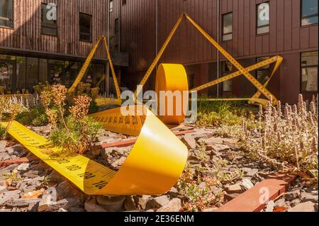 Giant fake tape mesure at the Île de Nantes, Nantes Stock Photo