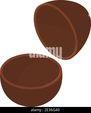 Chocolate eggshell icon. Isometric of chocolate eggshell vector icon for web design isolated on white background Stock Vector