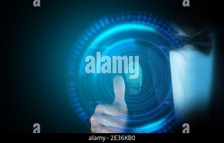 Biometric scan finger print security log in concept Stock Photo