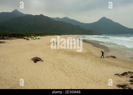 Tai Long Wan beach is a remote destination in Sai Kung, Hong Kong but it is surely worth it. Stock Photo