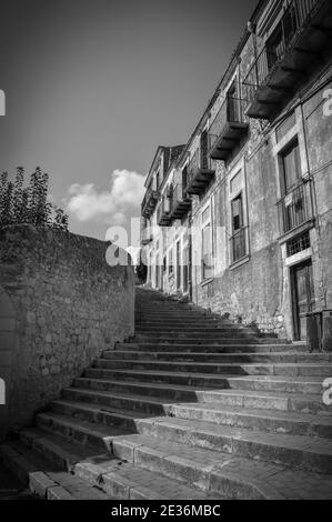 Small Alley of Modica, Ragusa, Sicily, Italy, Europe, World Heritage Site Stock Photo