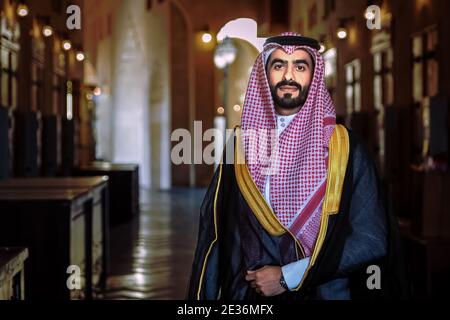 Saudi Model with traditional dress in Al Hasa Saudi Arabia. 18-December 2020. Stock Photo