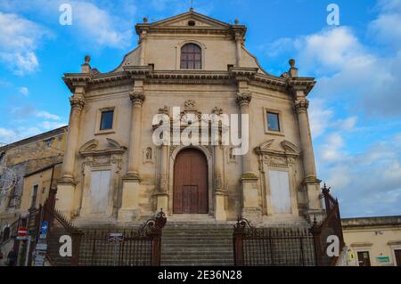 Facade of Anime del Purgatorio Church, Ragusa Ibla, Sicily, Italy, Europe, World Heitage Site Stock Photo