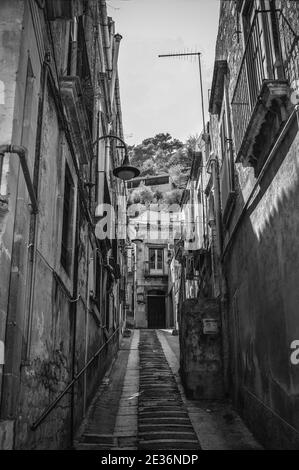 Small Alley of Ragusa Ibla, Sicily, Italy, Europe, World Heritage Site Stock Photo