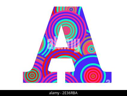 Alphabet A made of fun colorful circle pattern for decoration Stock Photo