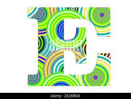 Alphabet E made of fun colorful circle pattern for decoration Stock Photo