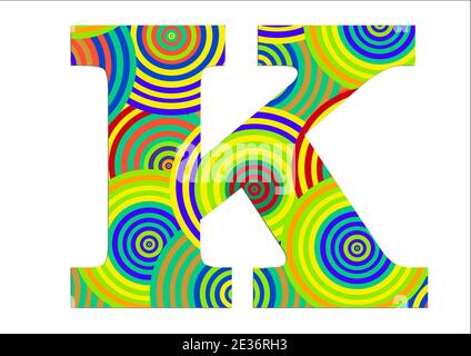 Alphabet K made of fun colorful circle pattern for decoration Stock Photo