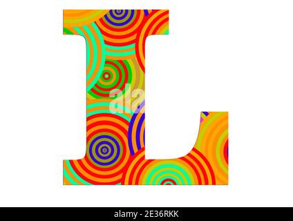 Alphabet L made of fun colorful circle pattern for decoration Stock Photo