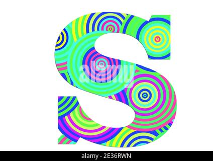 Alphabet S made of fun colorful circle pattern for decoration Stock Photo