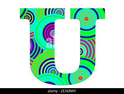 Alphabet U made of fun colorful circle pattern for decoration Stock Photo