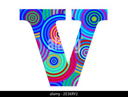 Alphabet V made of fun colorful circle pattern for decoration Stock Photo