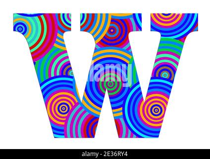 Alphabet W made of fun colorful circle pattern for decoration Stock Photo