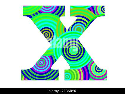 Alphabet X made of fun colorful circle pattern for decoration Stock Photo