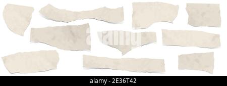 collection of dirty colored scraps of papers with shadows Stock Vector