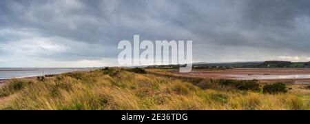 Panorama of dunes in Dawlish Warren Spit, Devon, England, Europe Stock Photo