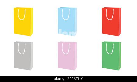 Vector Different Colors Shopping Bag Set Stock Vector