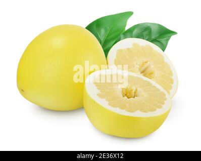 pomelo with half isolated on white background with clipping path and full depth of field Stock Photo